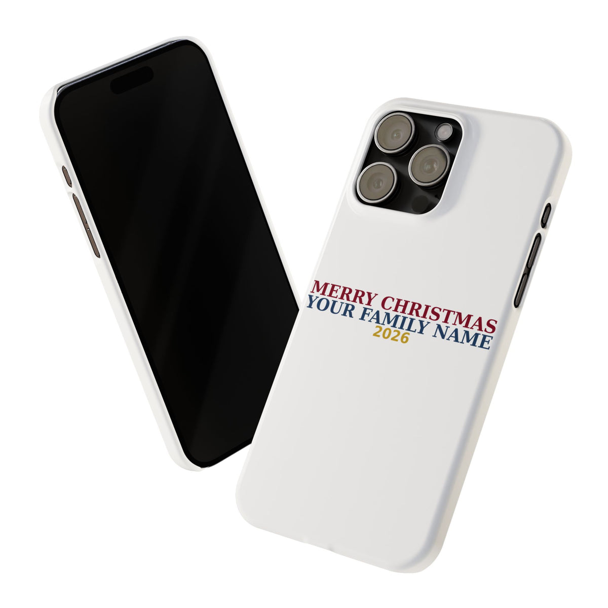 Personalized Christmas Phone Case — Merry Christmas Family Name 2026 | Custom Holiday Phone Case Gift