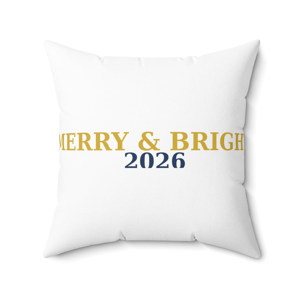Merry & Bright 2026 Christmas Throw Pillow — Cozy Holiday Home Decor Pillow