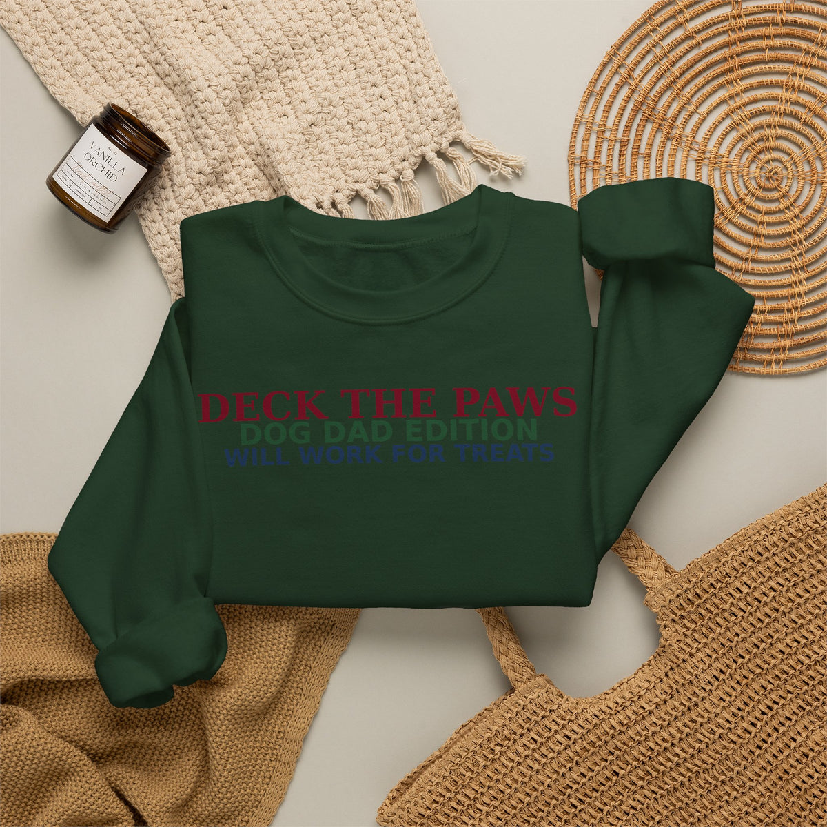 Deck The Paws Dog Dad Christmas Sweatshirt — Dog Dad Edition | Funny Dog Dad Holiday Crewneck