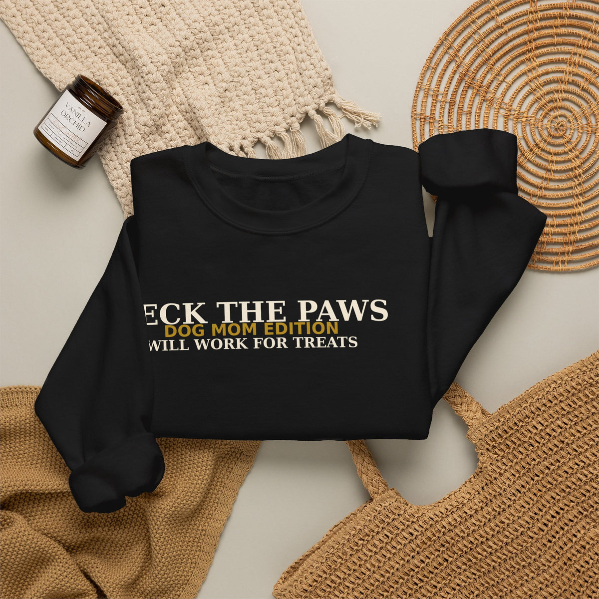 Deck The Paws Dog Mom Christmas Sweatshirt — Dog Mom Edition | Will Work For Treats