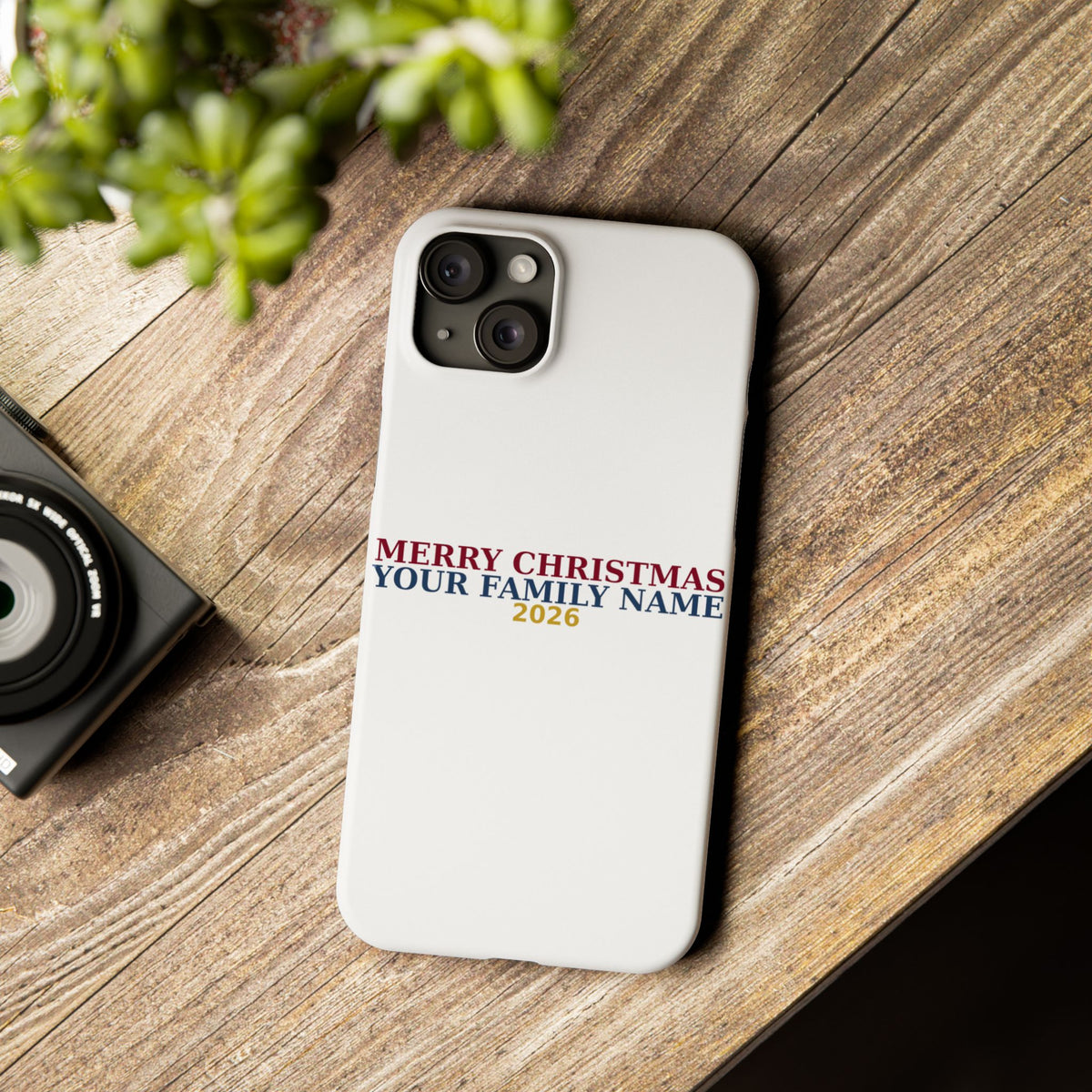 Personalized Christmas Phone Case — Merry Christmas Family Name 2026 | Custom Holiday Phone Case Gift