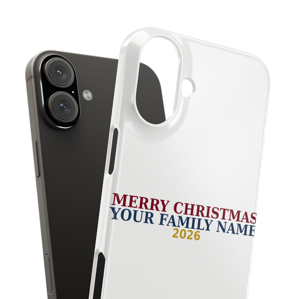 Personalized Christmas Phone Case — Merry Christmas Family Name 2026 | Custom Holiday Phone Case Gift