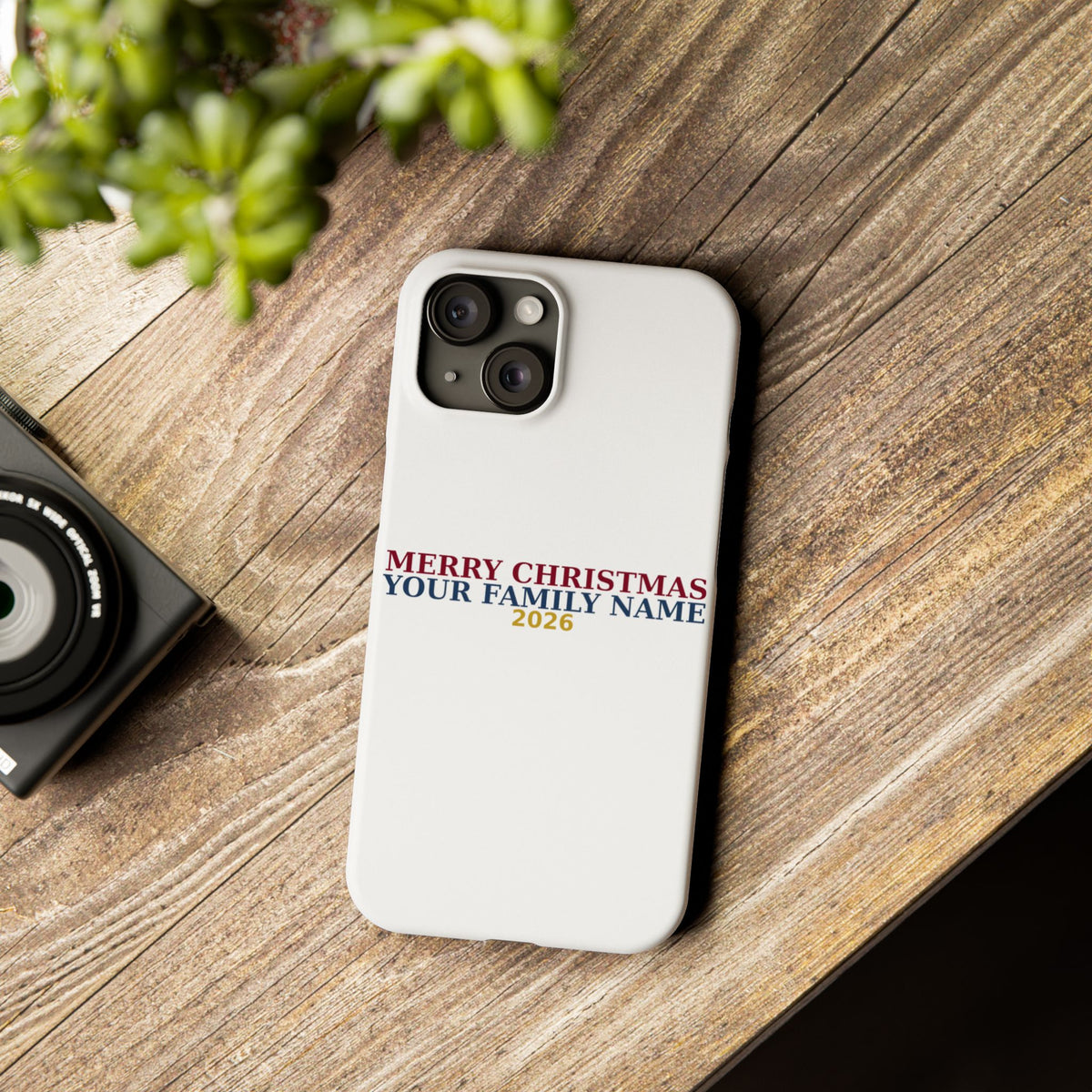 Personalized Christmas Phone Case — Merry Christmas Family Name 2026 | Custom Holiday Phone Case Gift