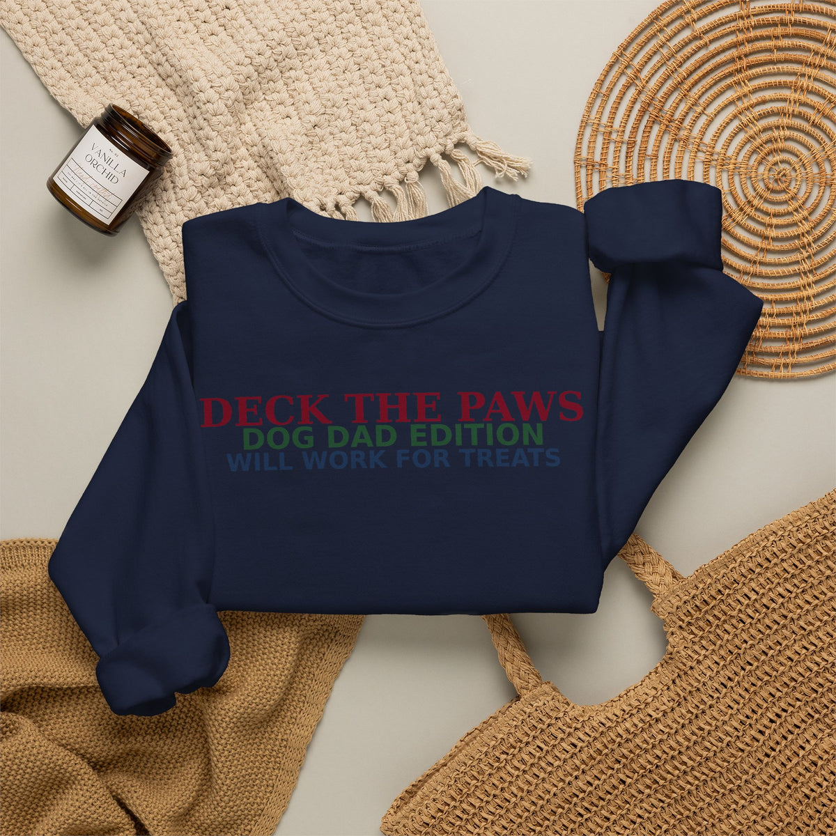 Deck The Paws Dog Dad Christmas Sweatshirt — Dog Dad Edition | Funny Dog Dad Holiday Crewneck
