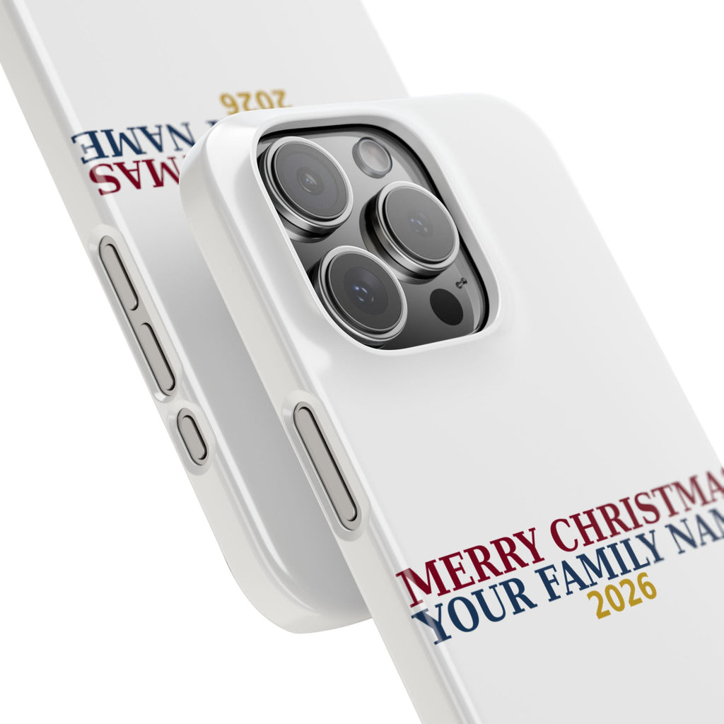 Personalized Christmas Phone Case — Merry Christmas Family Name 2026 | Custom Holiday Phone Case Gift