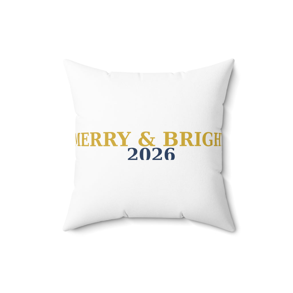 Merry & Bright 2026 Christmas Throw Pillow — Cozy Holiday Home Decor Pillow