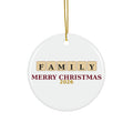 Letter-Tile Family Christmas Ornament — FAMILY Merry Christmas 2026 | Custom Holiday Tree Ornament Gift