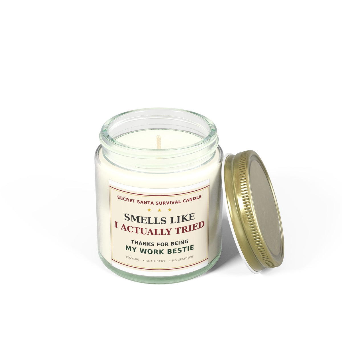 Secret Santa Candle — Smells Like I Actually Tried Funny Coworker Gift Scented Candle