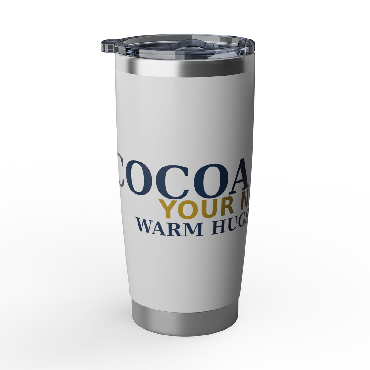 Personalized Cocoa Season Tumbler — Your Name Here | Warm Hugs & Hot Cocoa 20oz Insulated Tumbler