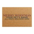 Pet-Name Christmas Doormat — Merry Woofmas All Paws Welcome Here | Custom Pet Holiday Doormat Gift