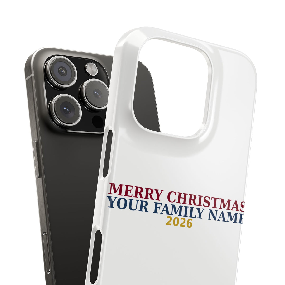 Personalized Christmas Phone Case — Merry Christmas Family Name 2026 | Custom Holiday Phone Case Gift