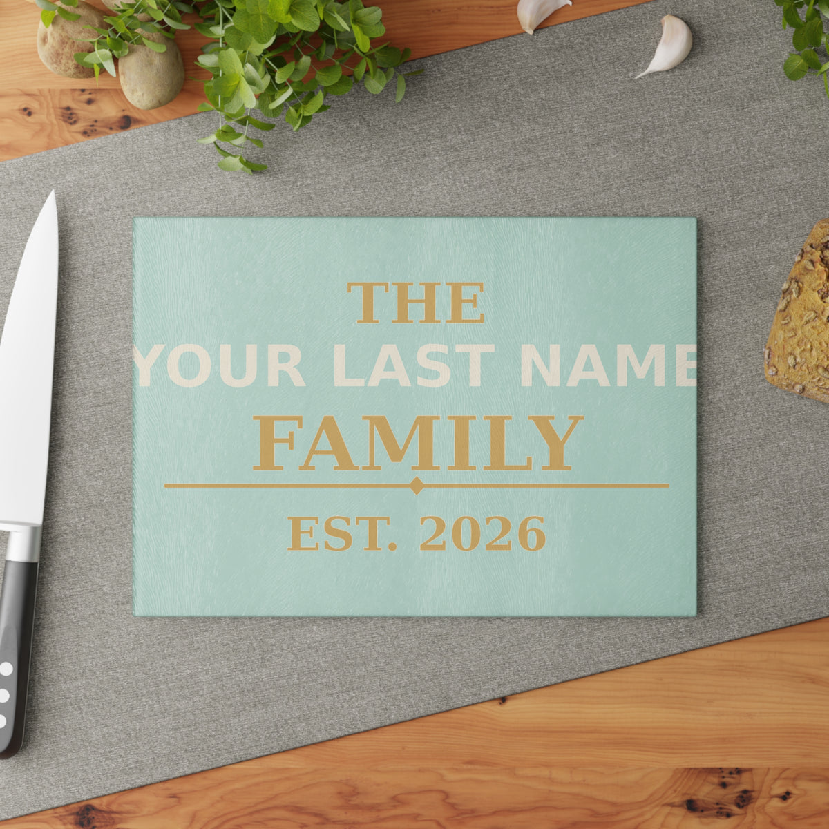 Personalized Family Name Cutting Board — The Family Est 2026 Custom Kitchen Gift
