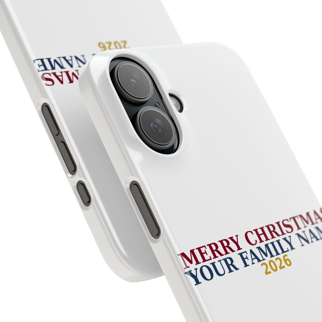 Personalized Christmas Phone Case — Merry Christmas Family Name 2026 | Custom Holiday Phone Case Gift