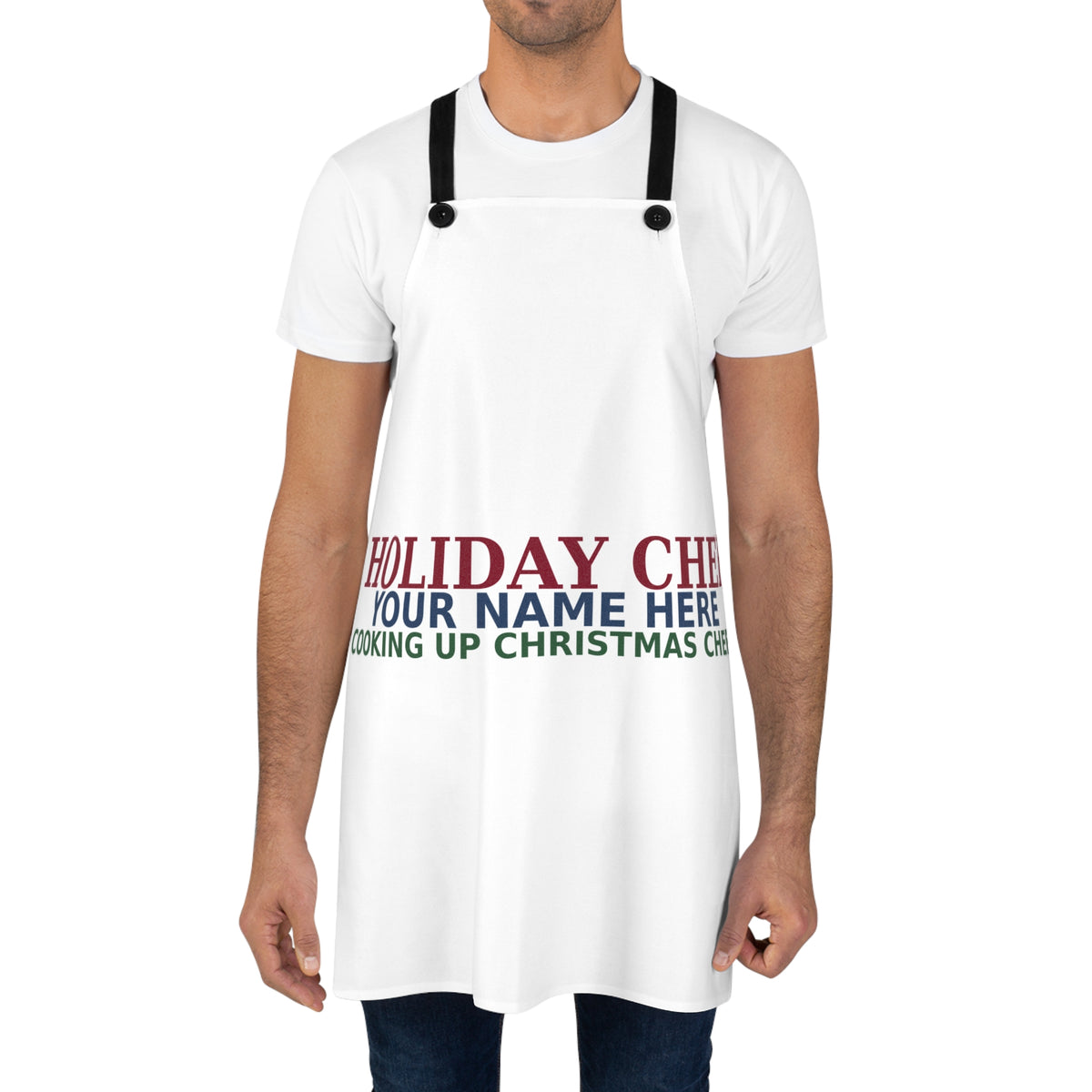 Personalized Christmas Apron — Holiday Chef Your Name Here | Cooking Up Christmas Cheer Kitchen Gift