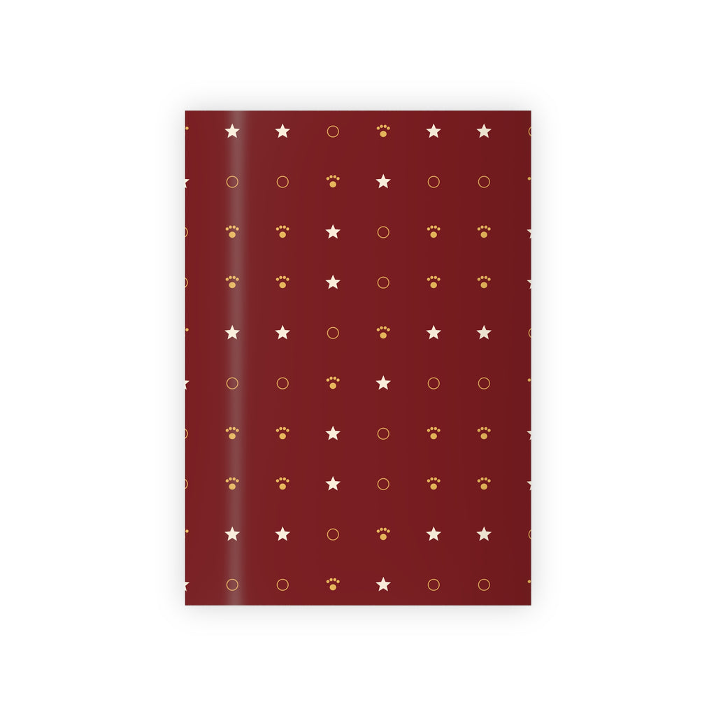 Christmas Wrapping Paper Roll — Cranberry Paw Print & Star Gift Wrap | Merry & Bright Holiday Wrap