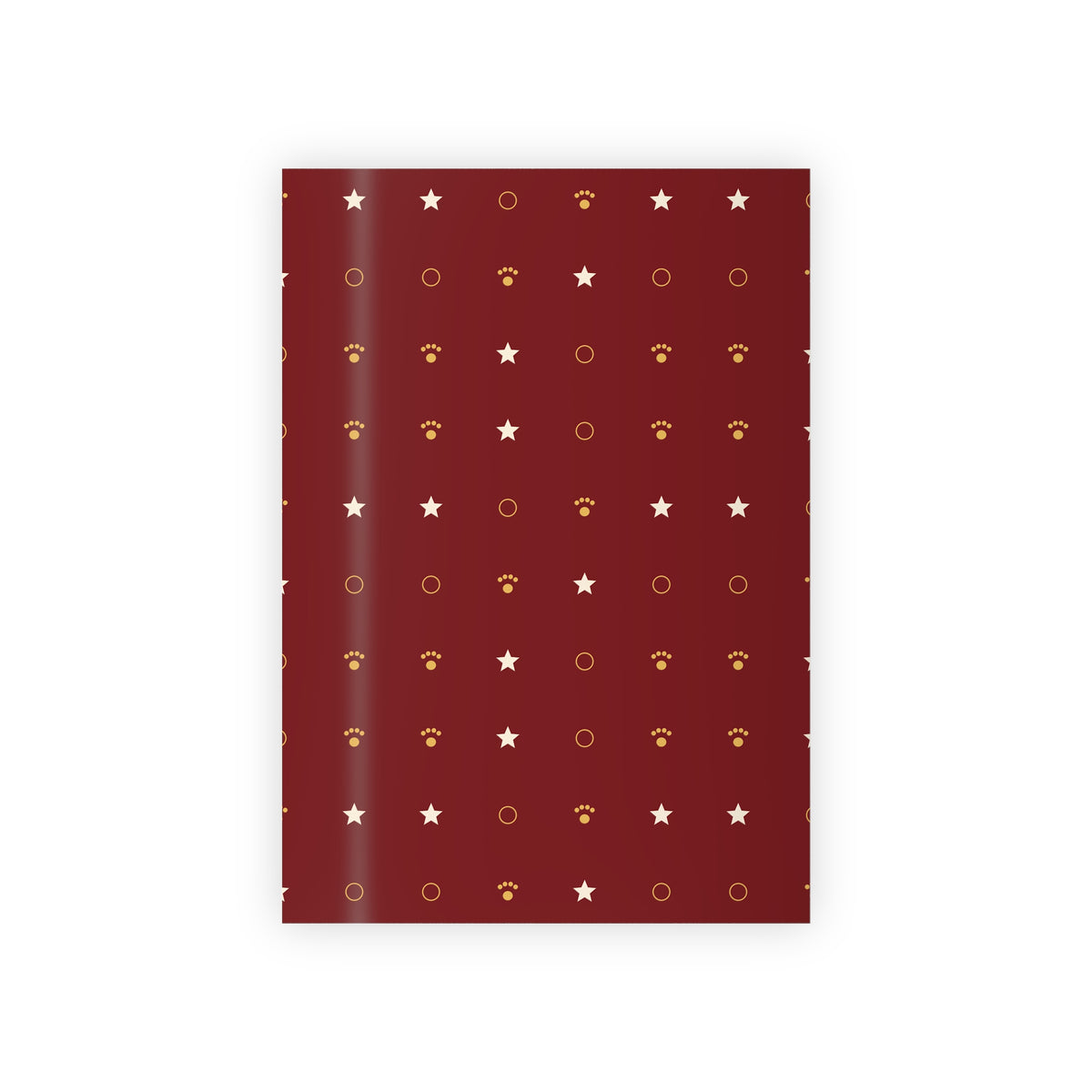 Christmas Wrapping Paper Roll — Cranberry Paw Print & Star Gift Wrap | Merry & Bright Holiday Wrap