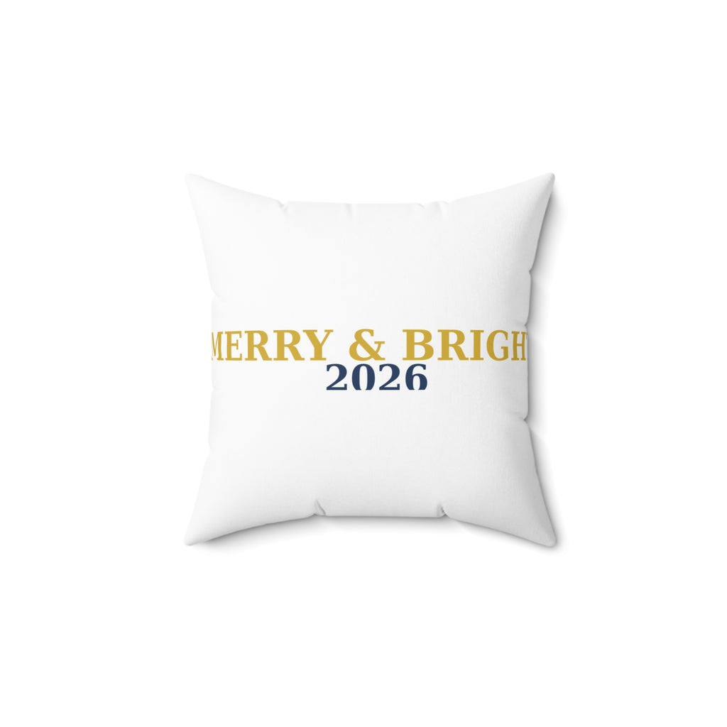 Merry & Bright 2026 Christmas Throw Pillow — Cozy Holiday Home Decor Pillow