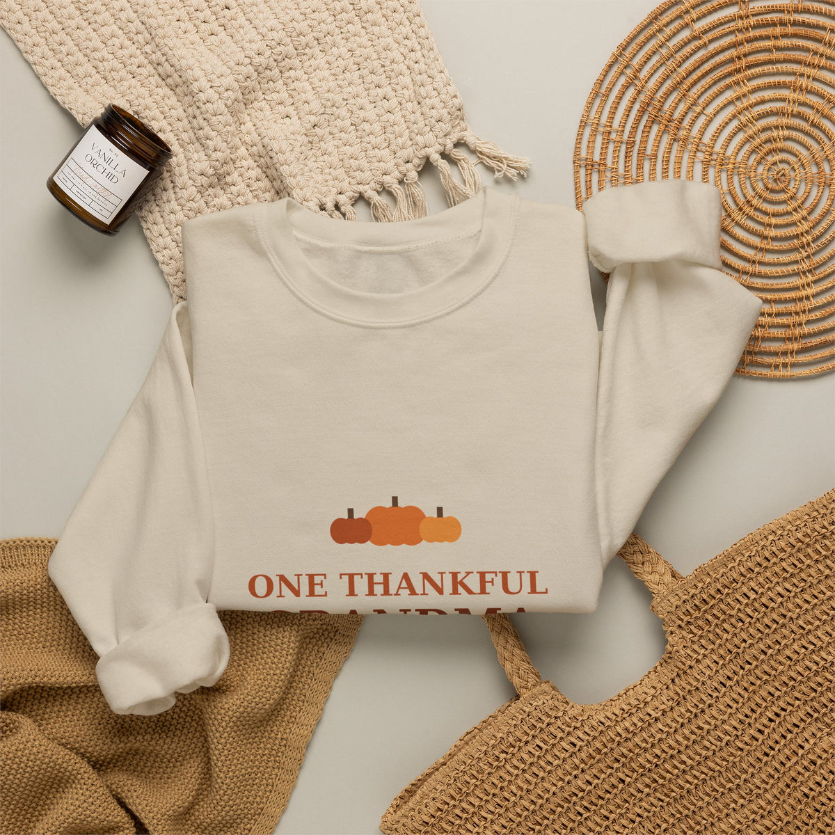 Thanksgiving Grandma Sweatshirt — One Thankful Grandma | Funny Fall Grandma Gift Crewneck