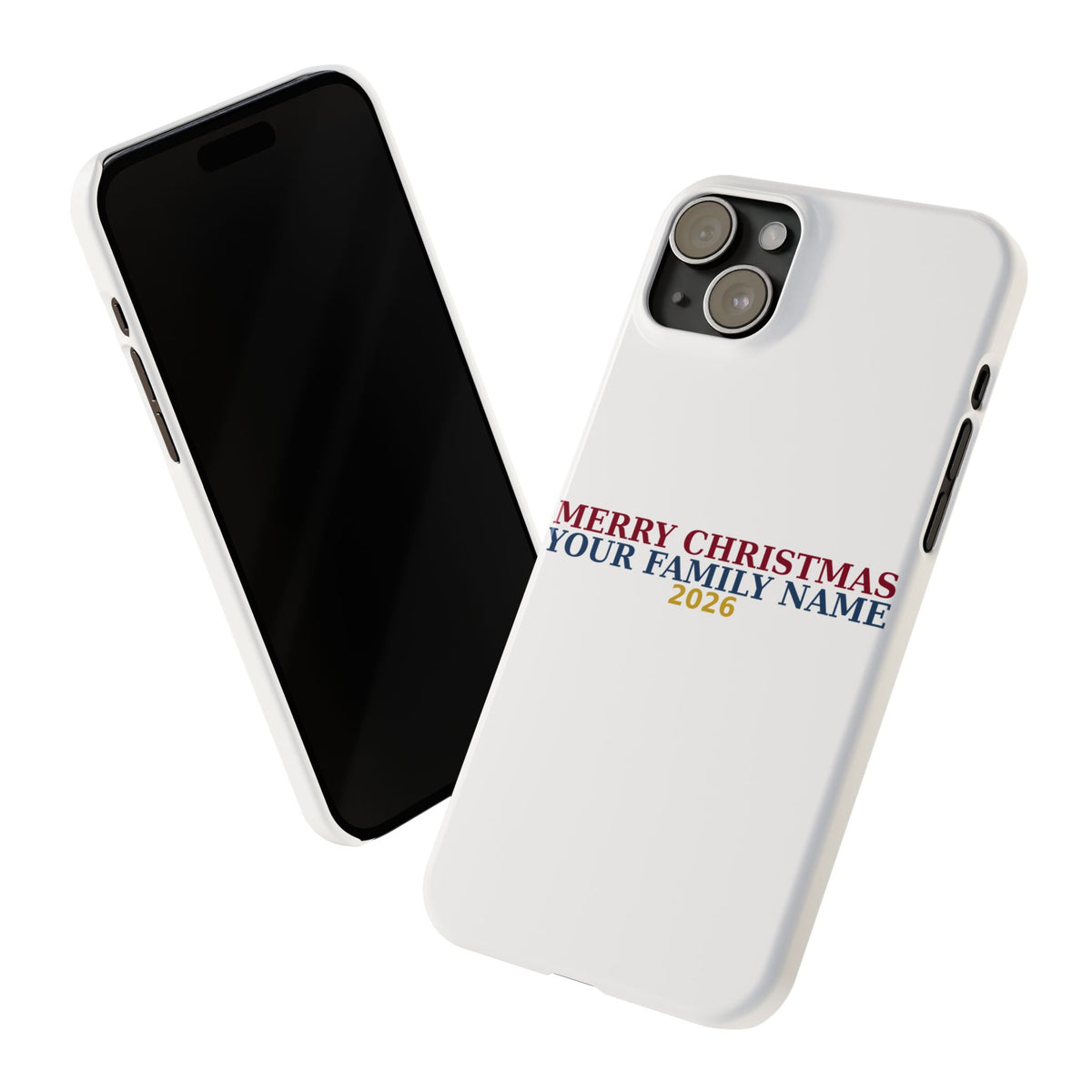 Personalized Christmas Phone Case — Merry Christmas Family Name 2026 | Custom Holiday Phone Case Gift