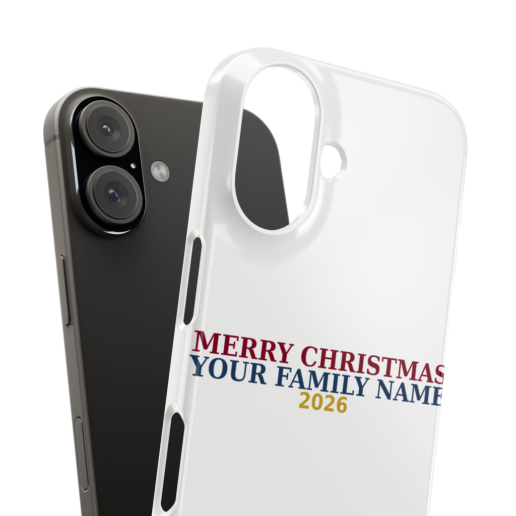 Personalized Christmas Phone Case — Merry Christmas Family Name 2026 | Custom Holiday Phone Case Gift