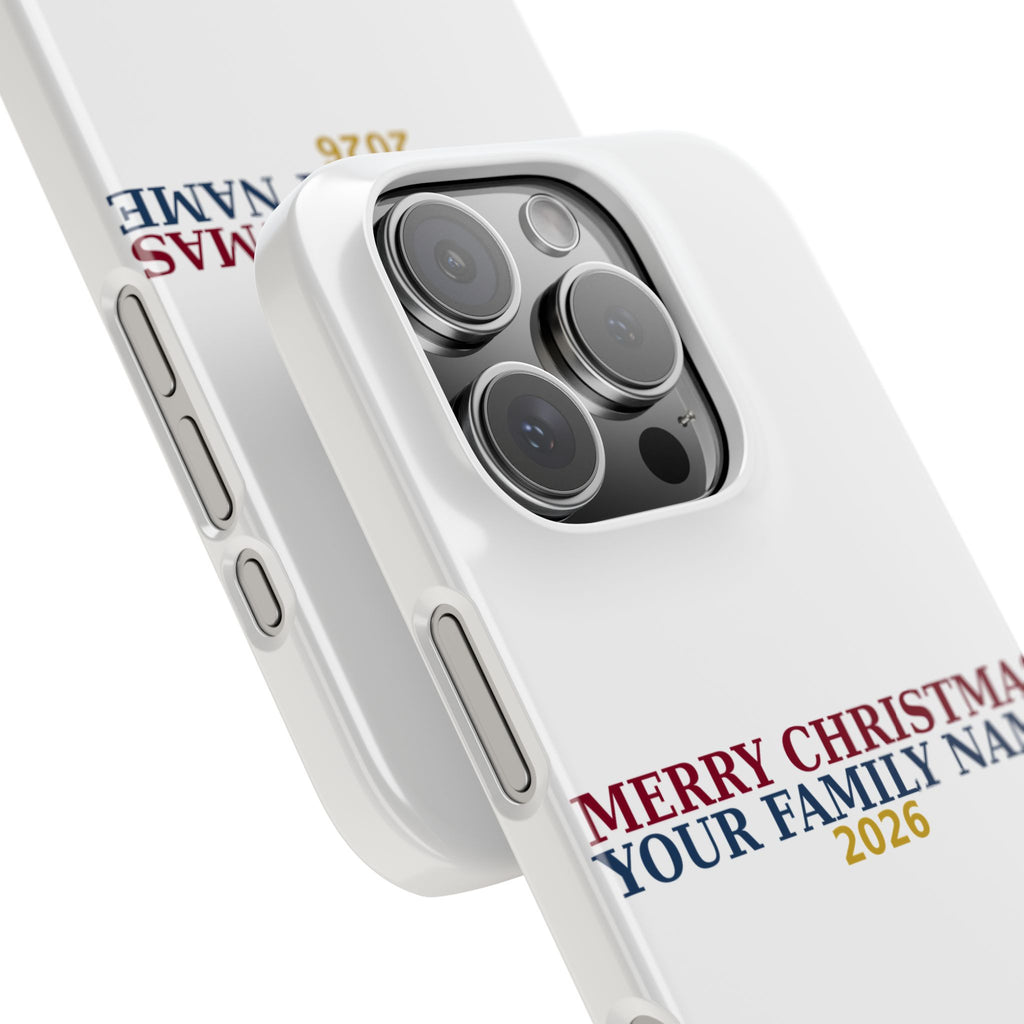 Personalized Christmas Phone Case — Merry Christmas Family Name 2026 | Custom Holiday Phone Case Gift