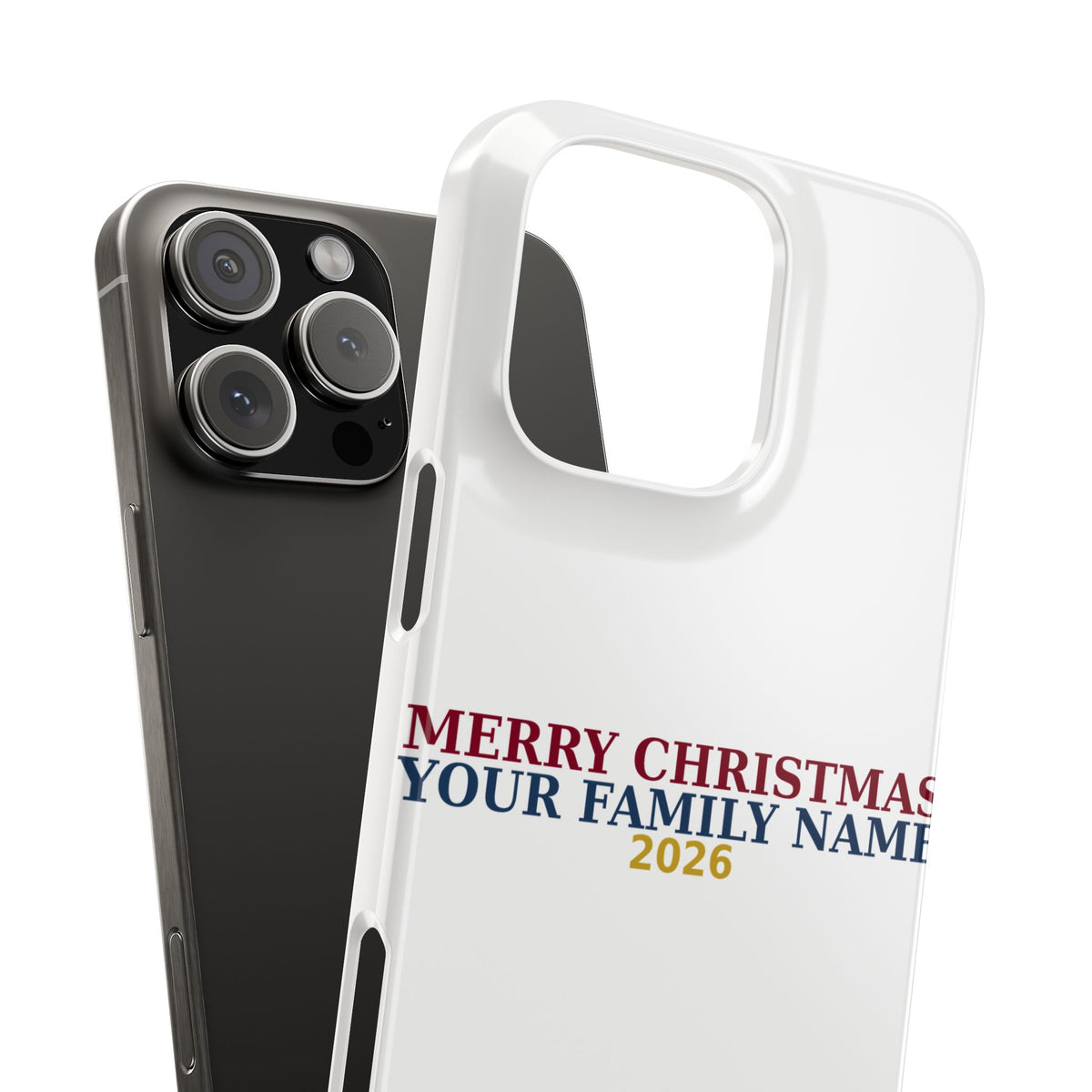 Personalized Christmas Phone Case — Merry Christmas Family Name 2026 | Custom Holiday Phone Case Gift