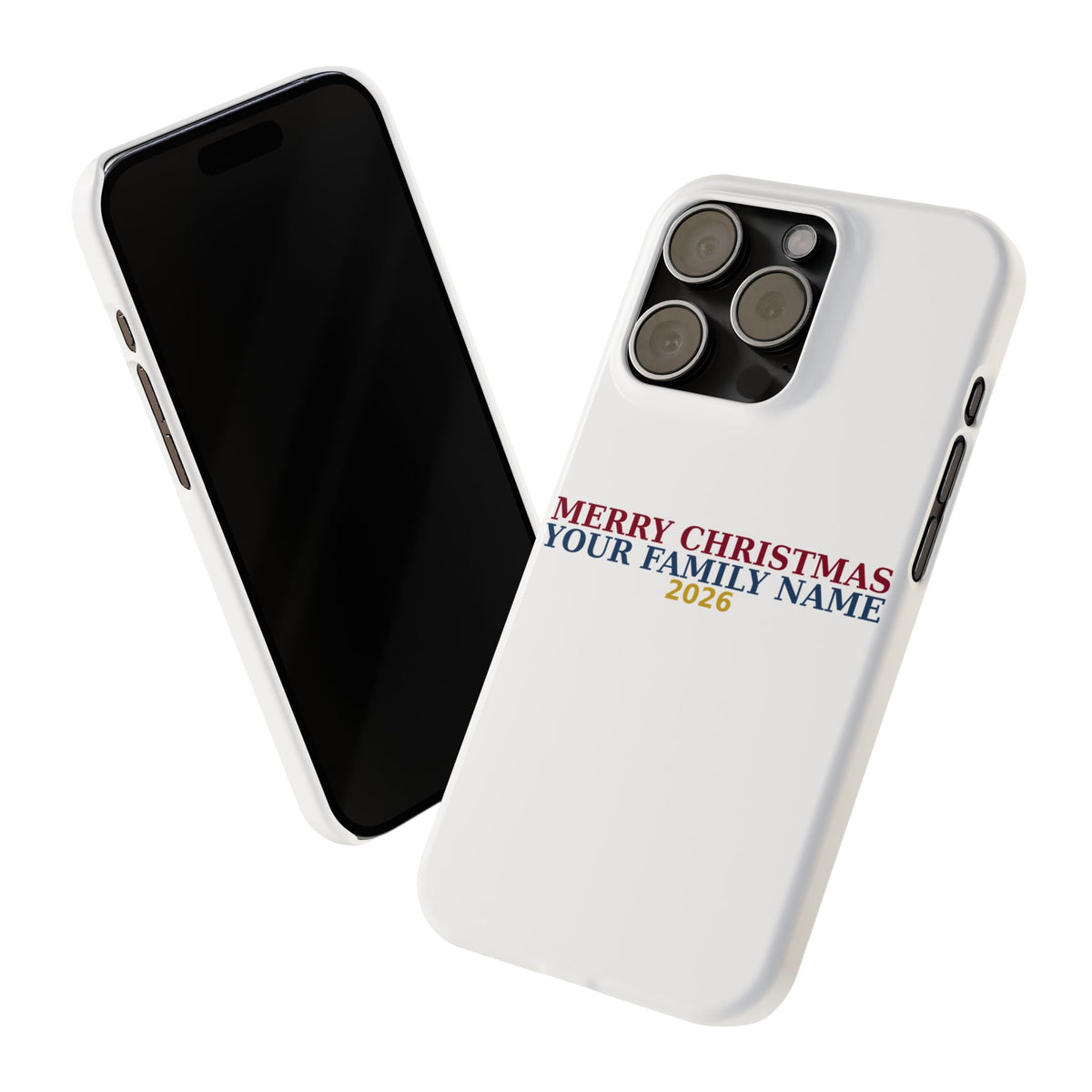Personalized Christmas Phone Case — Merry Christmas Family Name 2026 | Custom Holiday Phone Case Gift
