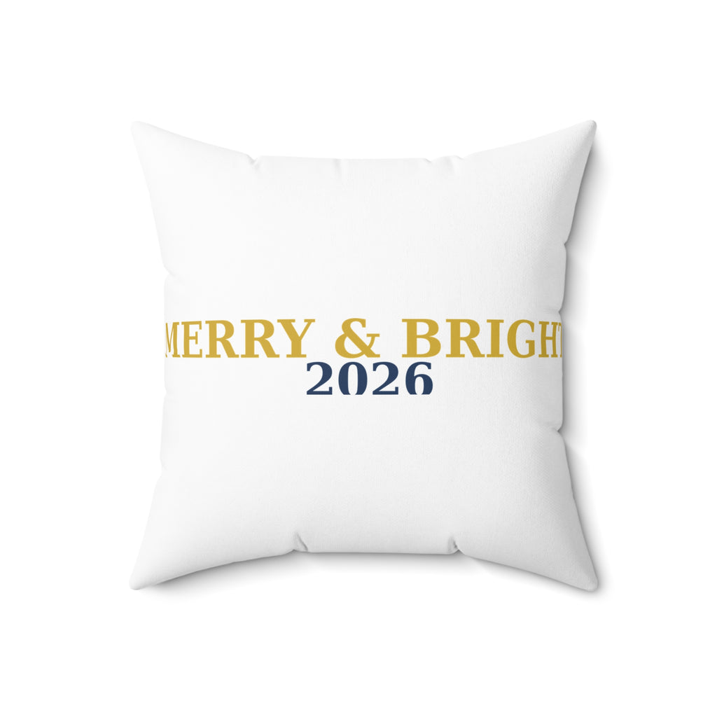 Merry & Bright 2026 Christmas Throw Pillow — Cozy Holiday Home Decor Pillow