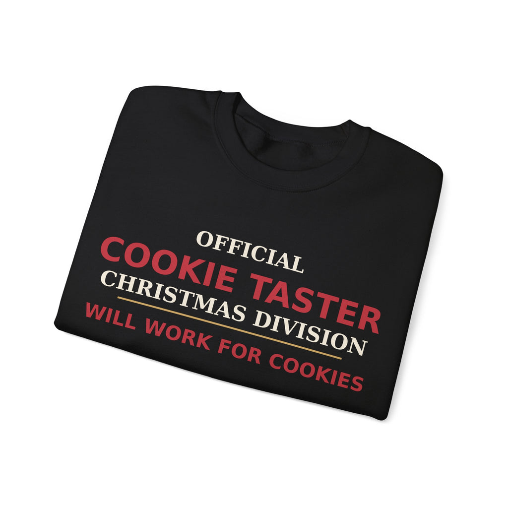 Official Cookie Taster Christmas Sweatshirt — Christmas Division | Will Work For Cookies | Funny Holiday Crewneck