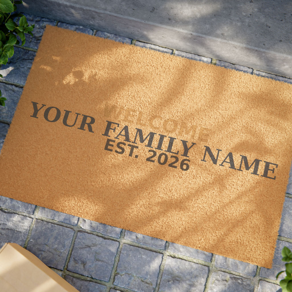 Personalized Christmas Doormat — Welcome Family Name Est. 2026 | Custom Holiday Doormat Gift