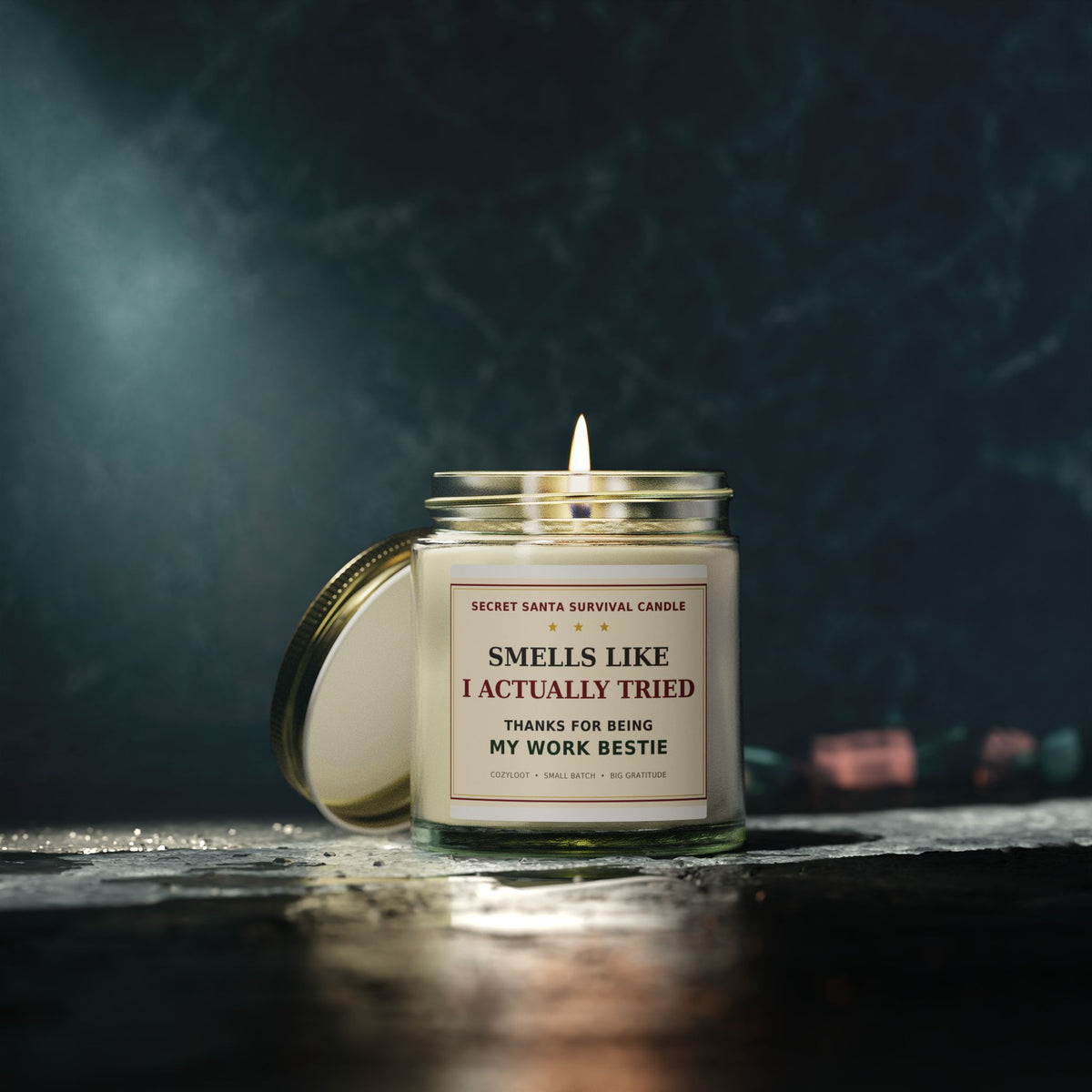 Secret Santa Candle — Smells Like I Actually Tried Funny Coworker Gift Scented Candle