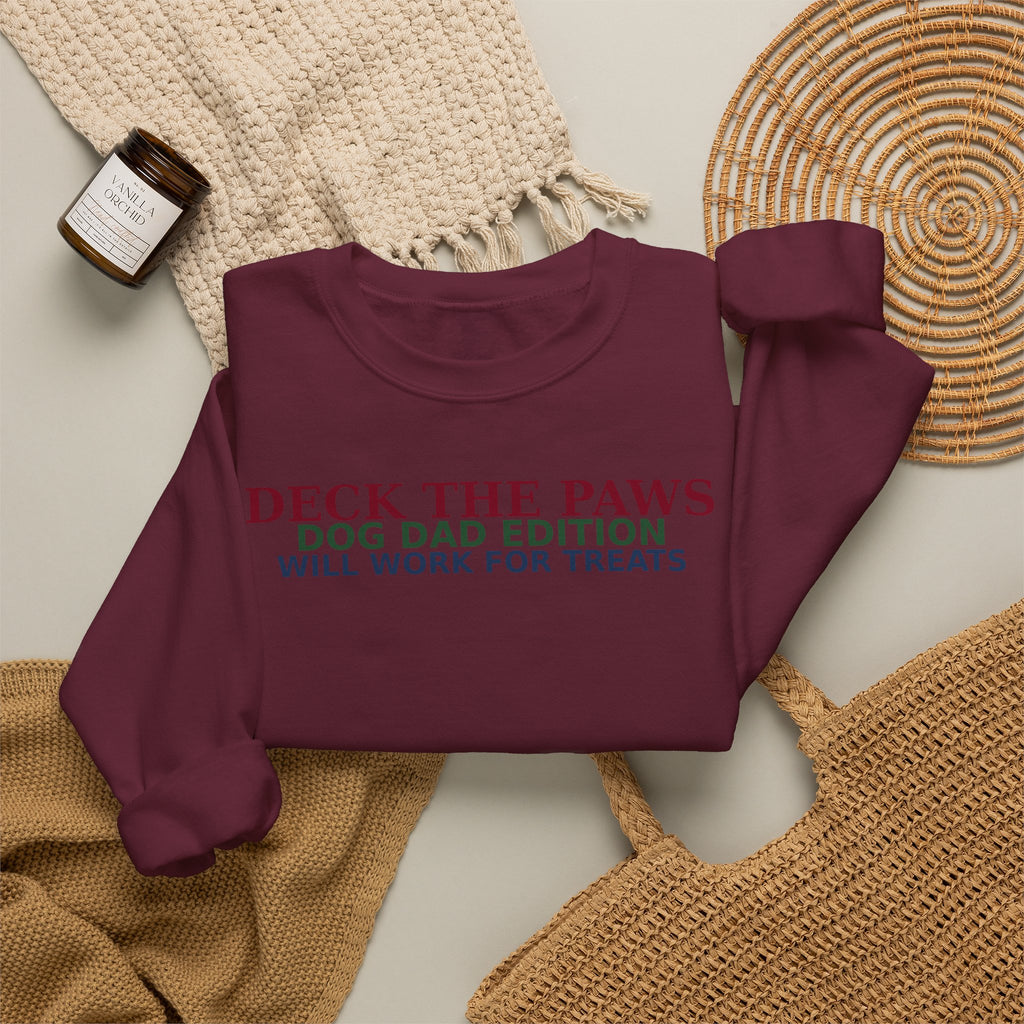 Deck The Paws Dog Dad Christmas Sweatshirt — Dog Dad Edition | Funny Dog Dad Holiday Crewneck