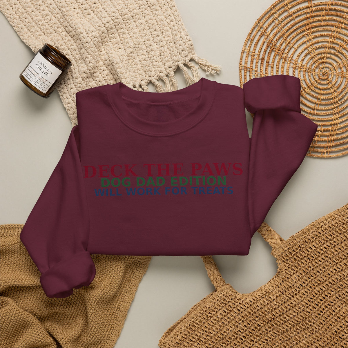 Deck The Paws Dog Dad Christmas Sweatshirt — Dog Dad Edition | Funny Dog Dad Holiday Crewneck