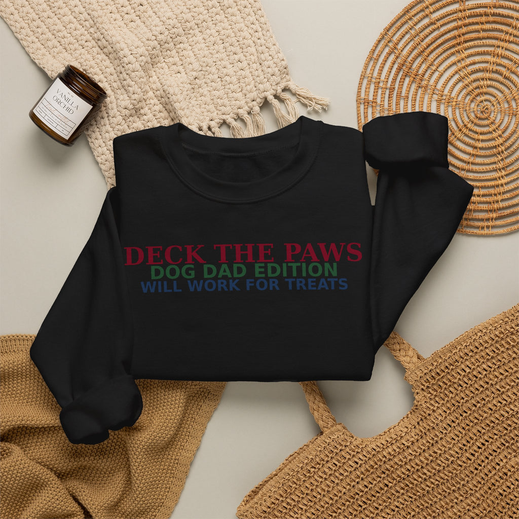 Deck The Paws Dog Dad Christmas Sweatshirt — Dog Dad Edition | Funny Dog Dad Holiday Crewneck