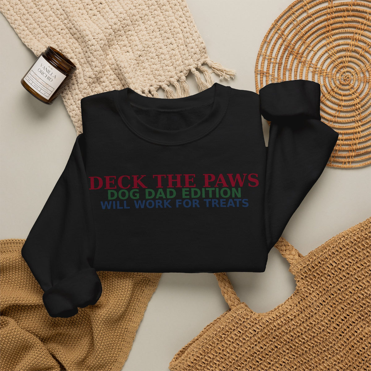 Deck The Paws Dog Dad Christmas Sweatshirt — Dog Dad Edition | Funny Dog Dad Holiday Crewneck