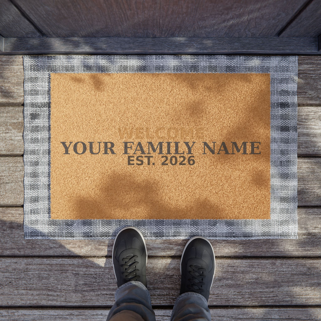 Personalized Christmas Doormat — Welcome Family Name Est. 2026 | Custom Holiday Doormat Gift