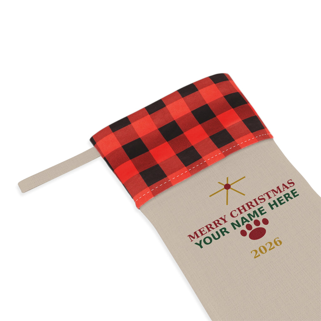 Personalized Christmas Stocking — Merry Christmas 2026 Family & Pet Paw Stocking