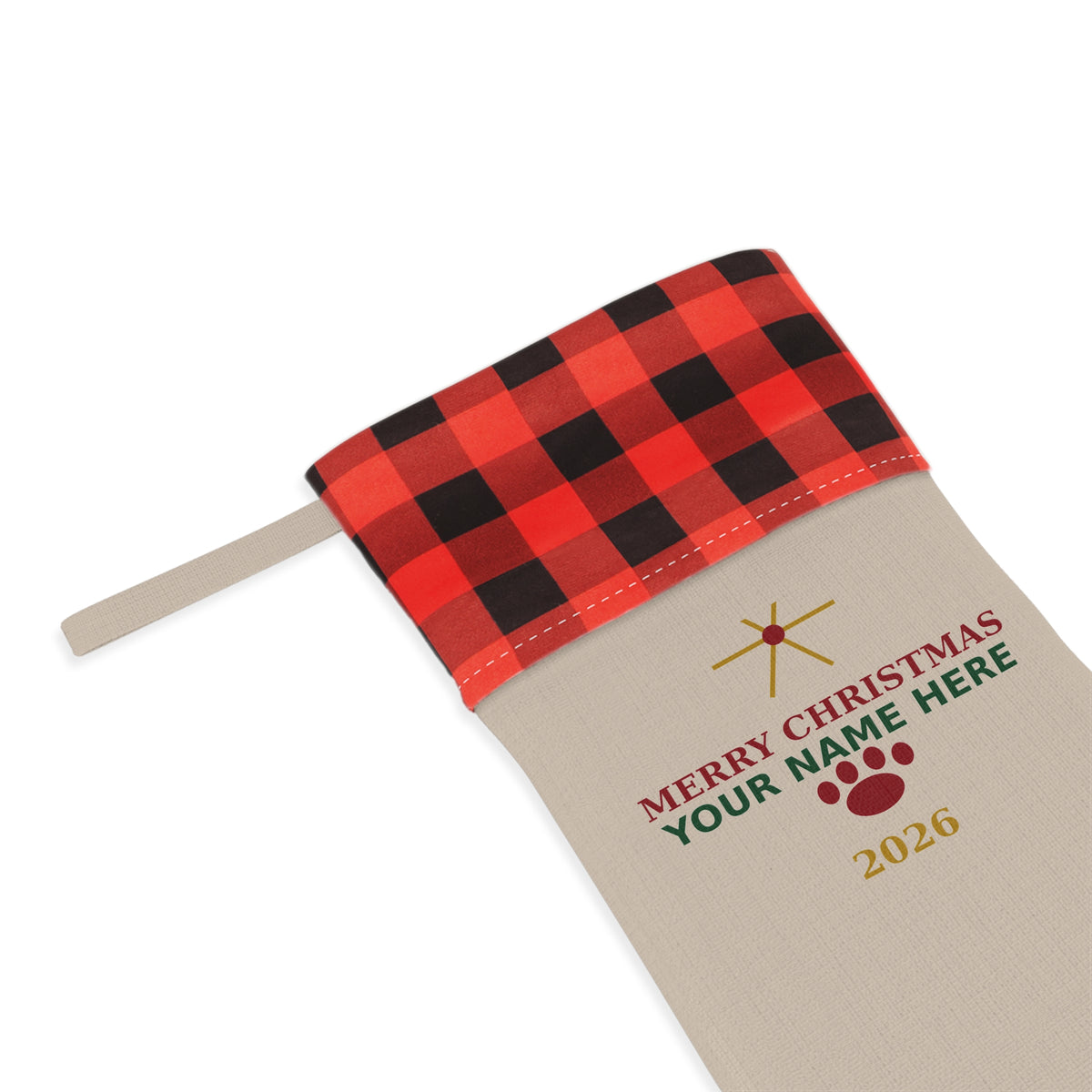 Personalized Christmas Stocking — Merry Christmas 2026 Family & Pet Paw Stocking