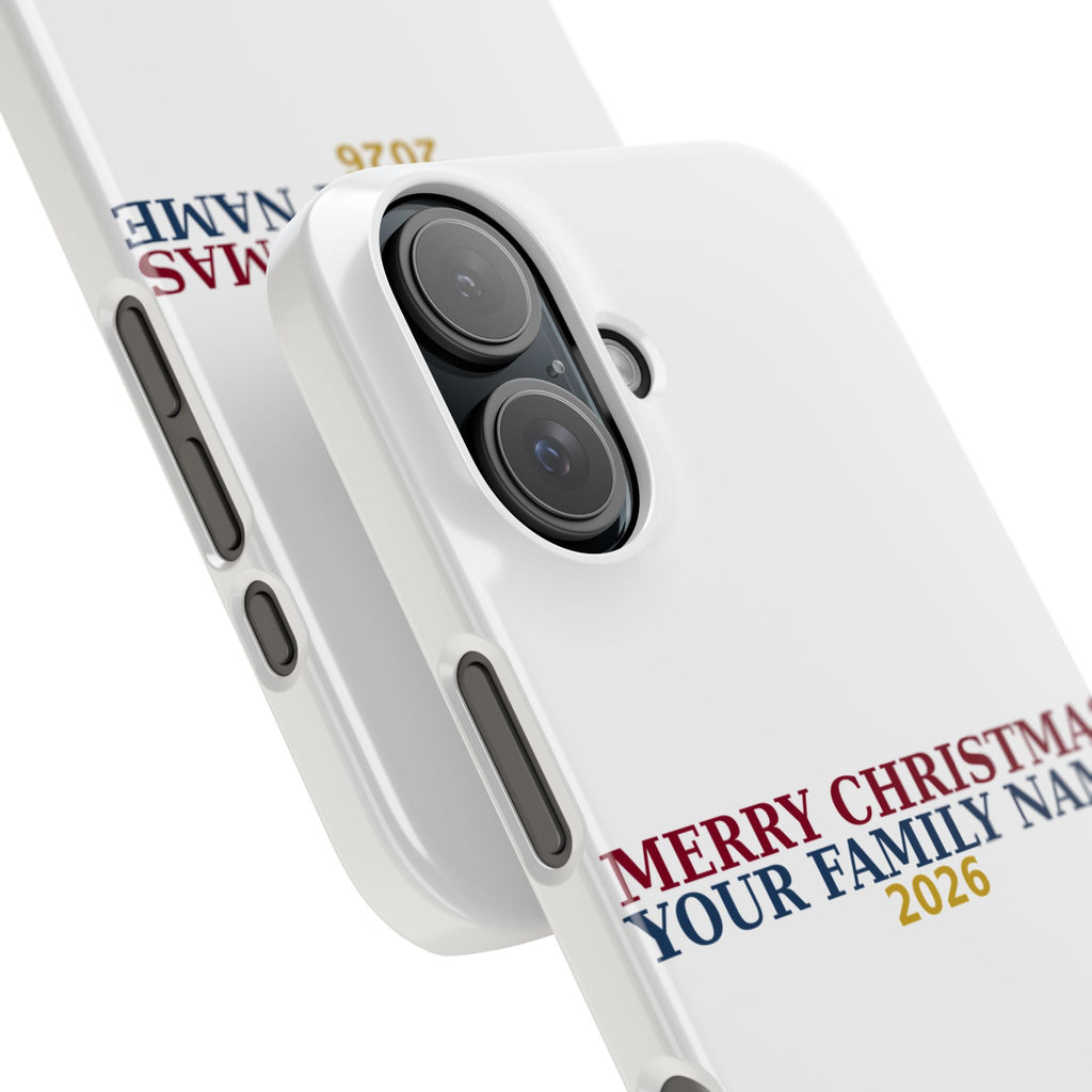 Personalized Christmas Phone Case — Merry Christmas Family Name 2026 | Custom Holiday Phone Case Gift