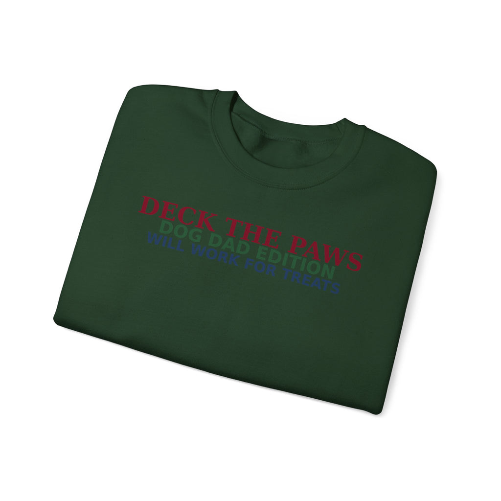 Deck The Paws Dog Dad Christmas Sweatshirt — Dog Dad Edition | Funny Dog Dad Holiday Crewneck