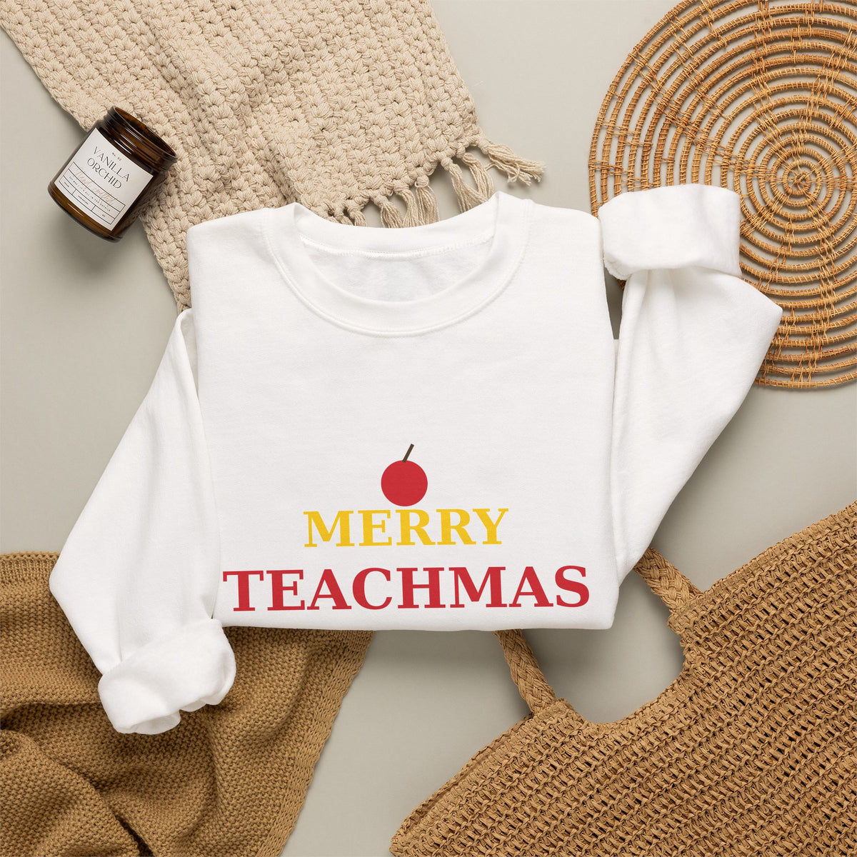 Teacher Christmas Sweatshirt — Merry Teachmas Funny Teacher Gift Crewneck