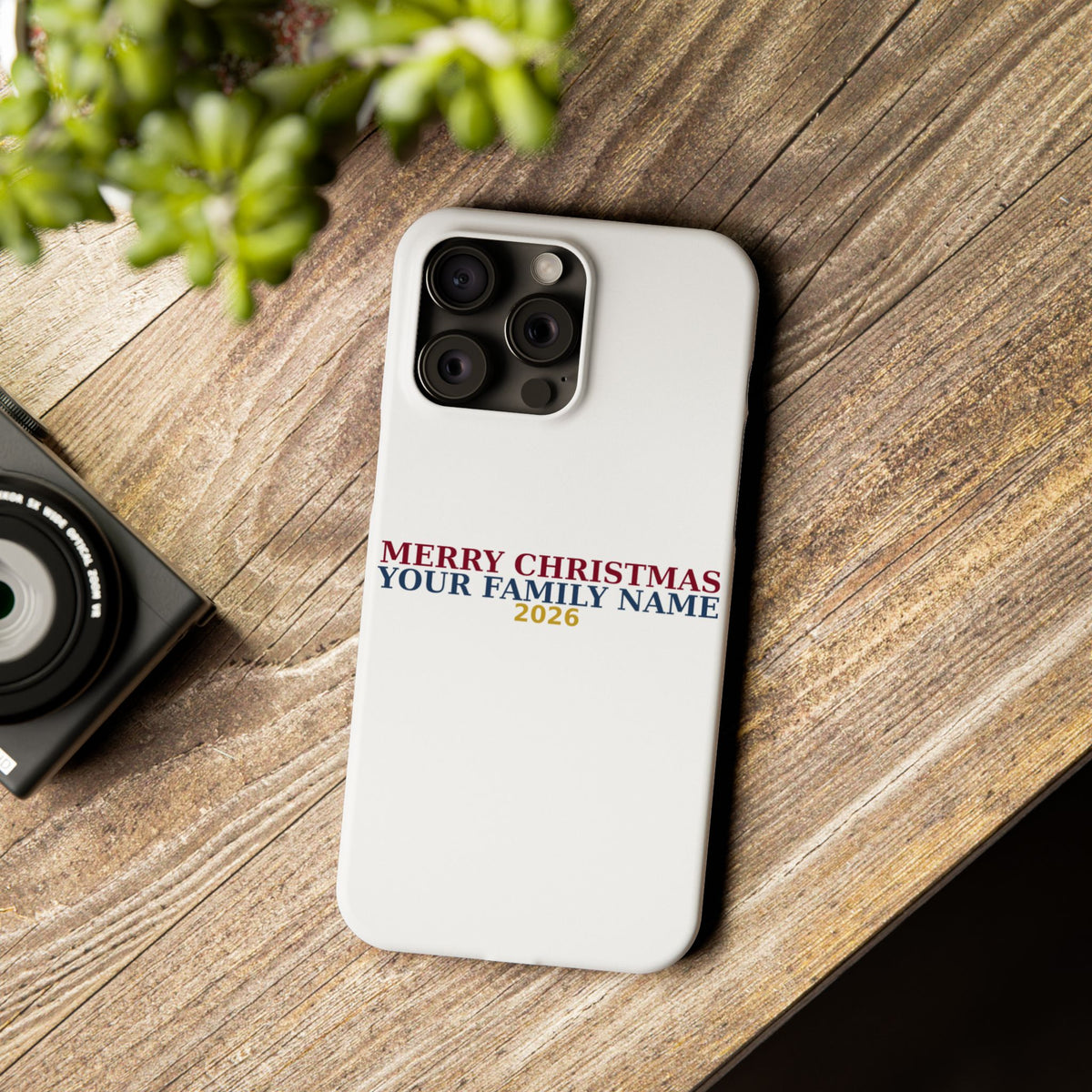 Personalized Christmas Phone Case — Merry Christmas Family Name 2026 | Custom Holiday Phone Case Gift