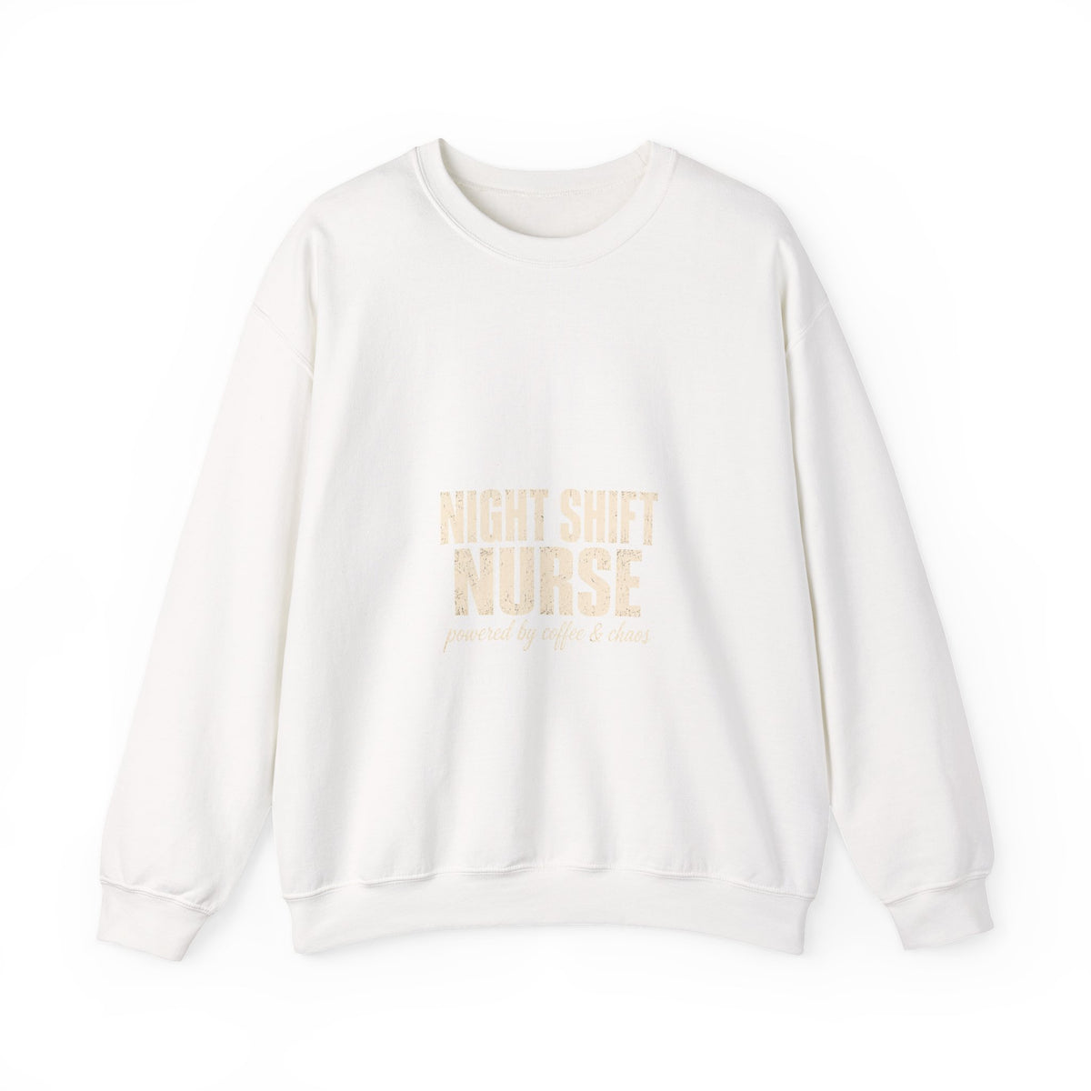 Night Shift Nurse Sweatshirt — Powered by Coffee & Chaos | Funny Nurse Gift Crewneck