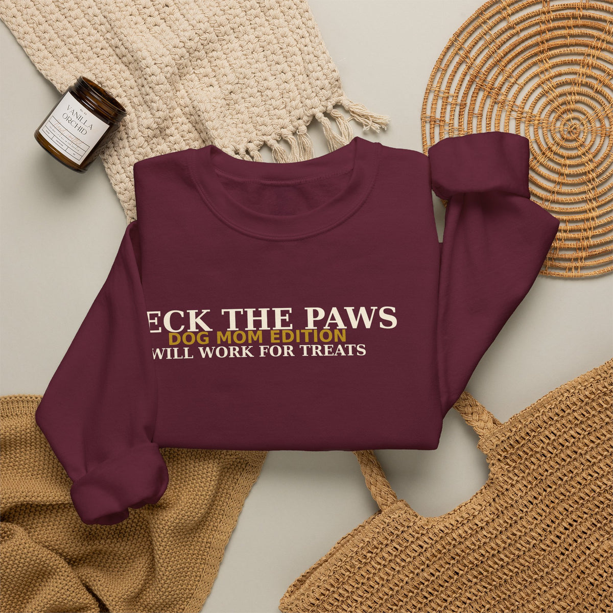 Deck The Paws Dog Mom Christmas Sweatshirt — Dog Mom Edition | Will Work For Treats