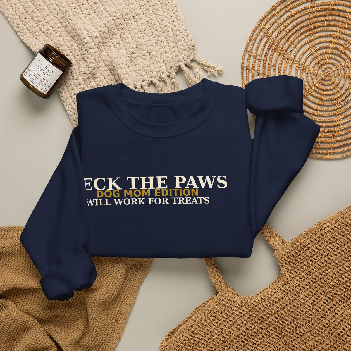 Deck The Paws Dog Mom Christmas Sweatshirt — Dog Mom Edition | Will Work For Treats