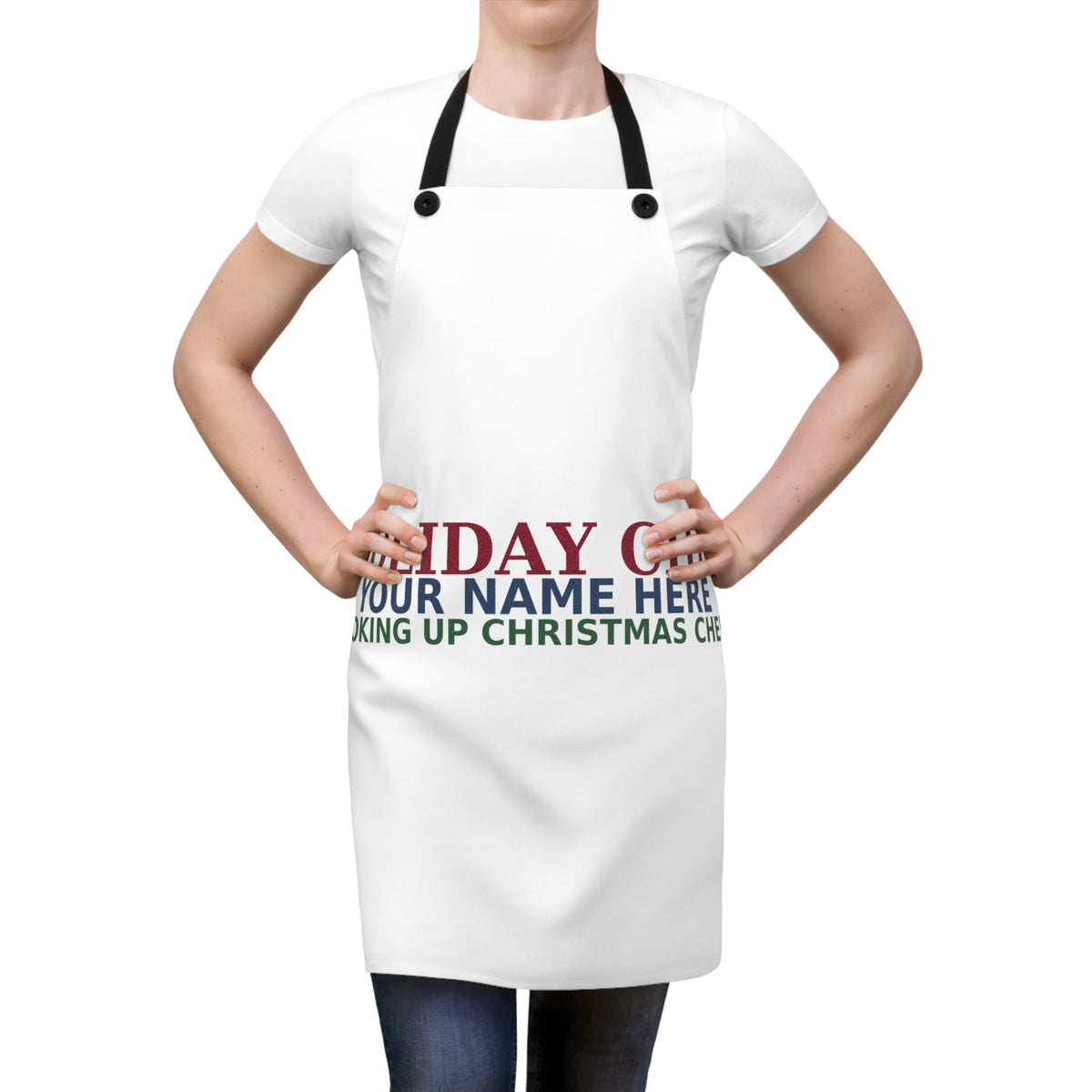 Personalized Christmas Apron — Holiday Chef Your Name Here | Cooking Up Christmas Cheer Kitchen Gift