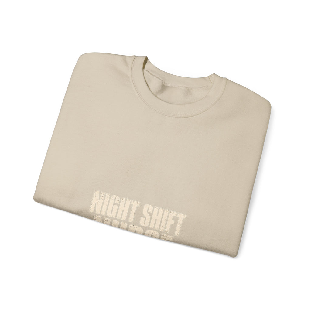 Night Shift Nurse Sweatshirt — Powered by Coffee & Chaos | Funny Nurse Gift Crewneck