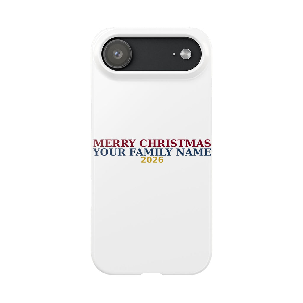 Personalized Christmas Phone Case — Merry Christmas Family Name 2026 | Custom Holiday Phone Case Gift